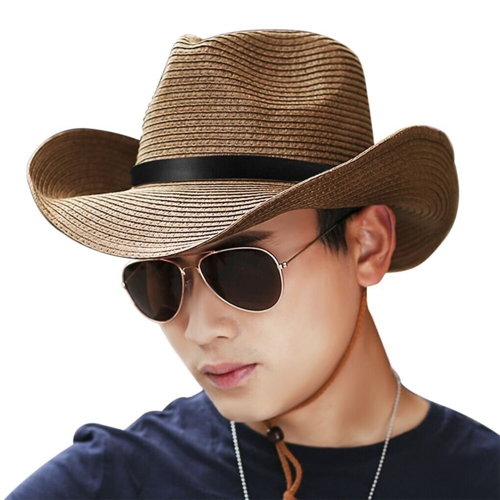 4985 Cowboy Sun Hat Foldable Straw Hat Classic Western Newsboy Cap Summer